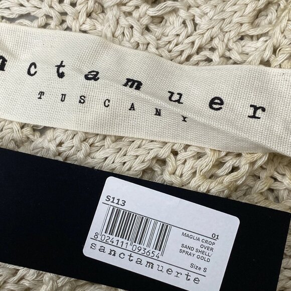 Sanctamuerte Women's Maglia Mesh Cropped Sweater Sand Shell/Gold Size S - Picture 2 of 7